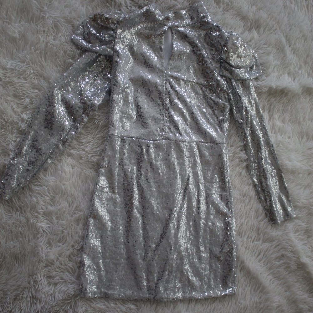 Silver Sequined Short Party Dress